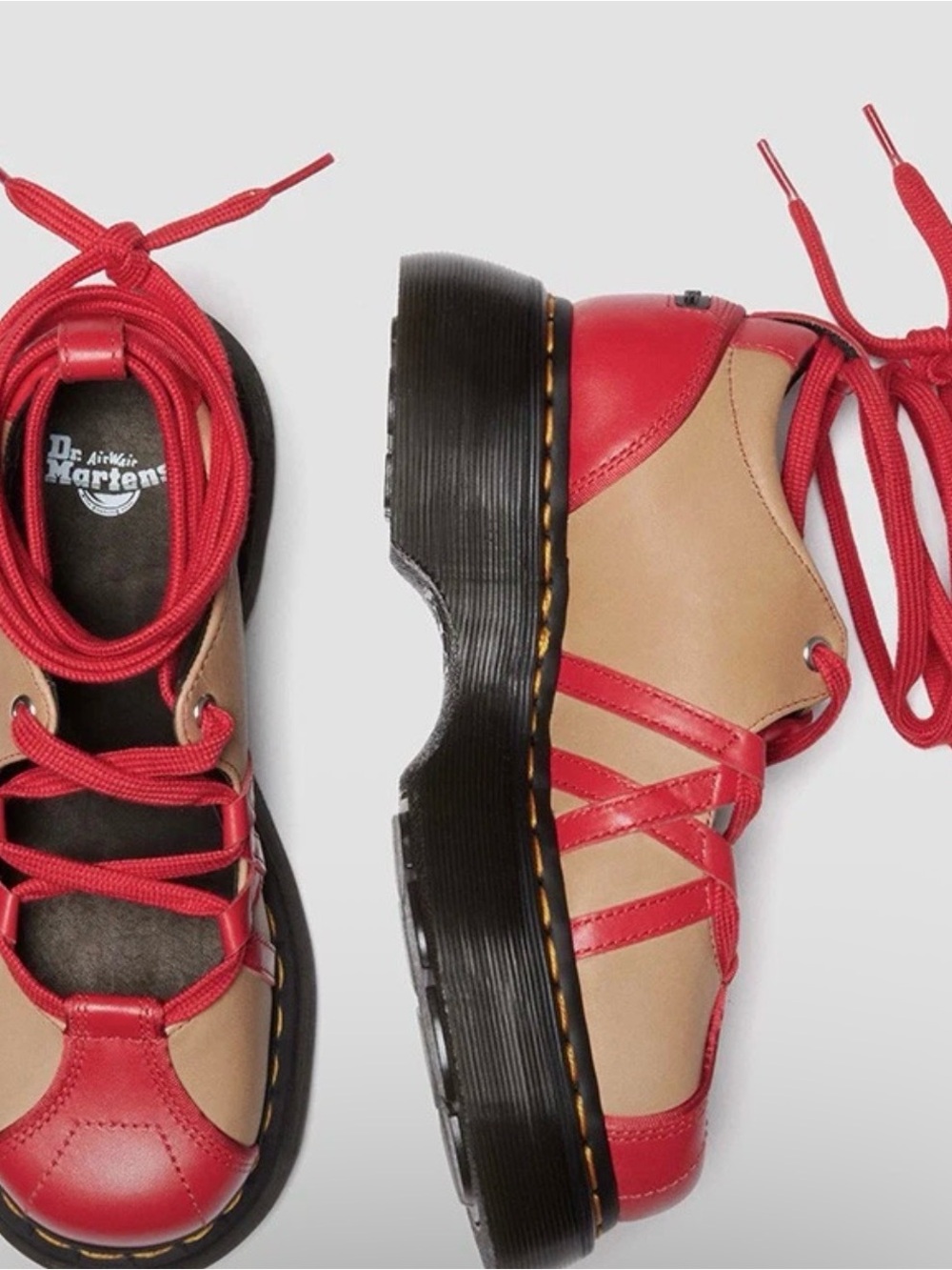 Dr. Martens Buzz Ballerina – Vibrant Red / Vintage Taupe – Women’s 7 – NEW